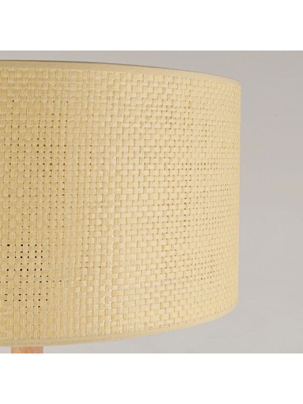 Ekru Lighting Oval Sehpalı Ahşap Lambader - Natürel / Krem - 150x40x40 cm-1