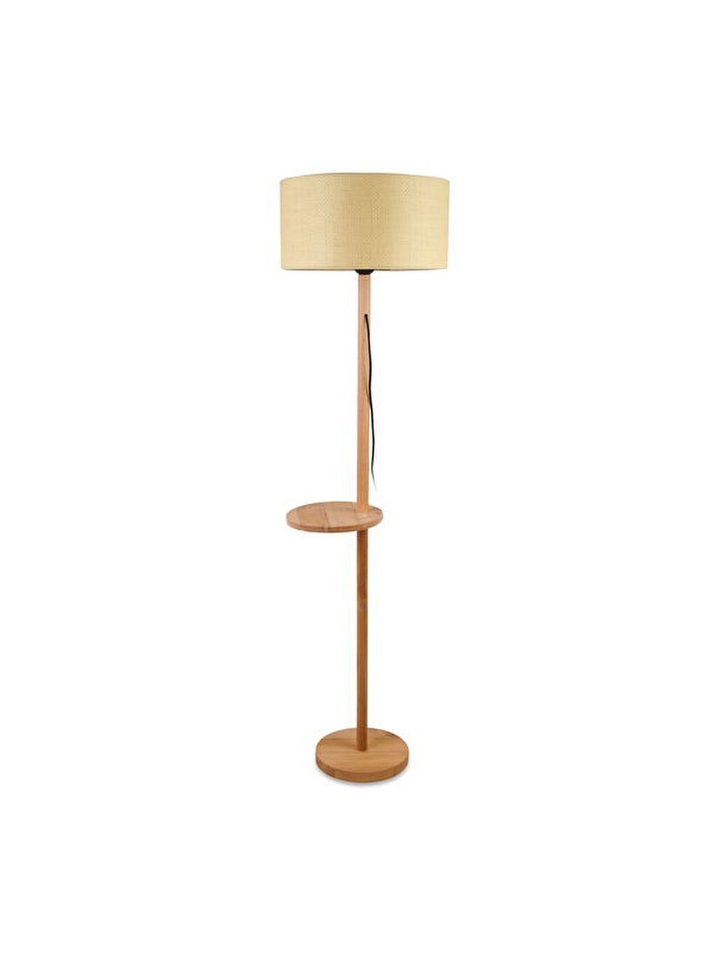 Ekru Lighting Oval Sehpalı Ahşap Lambader - Natürel / Krem - 150x40x40 cm-3