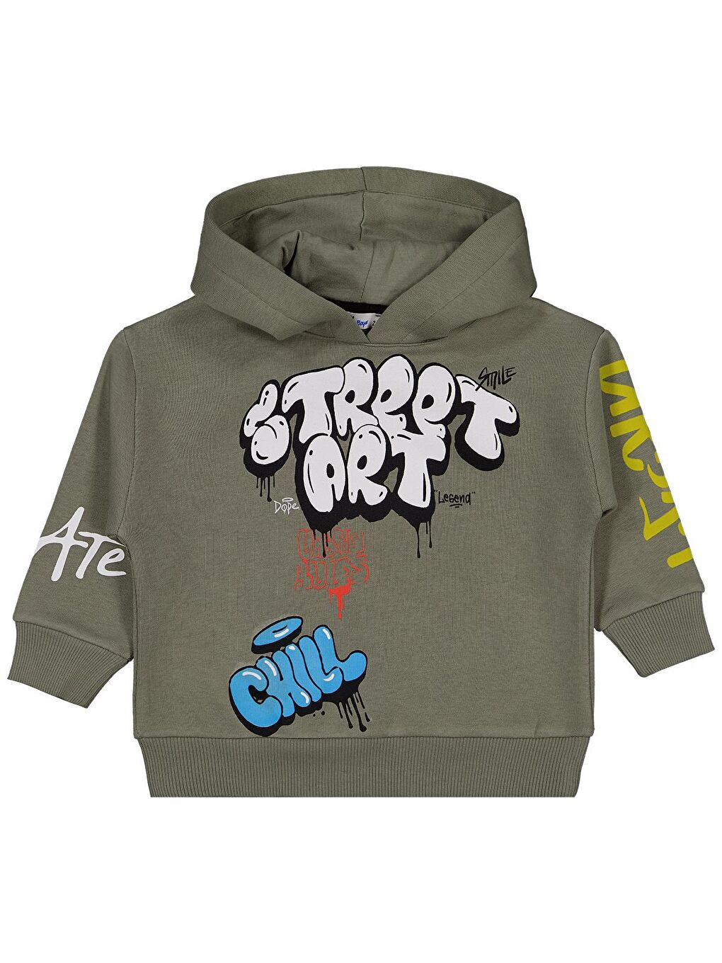 Boys Street Art Baskılı 2-5 Yaş Sweatshirt - Haki 2-3 Yaş