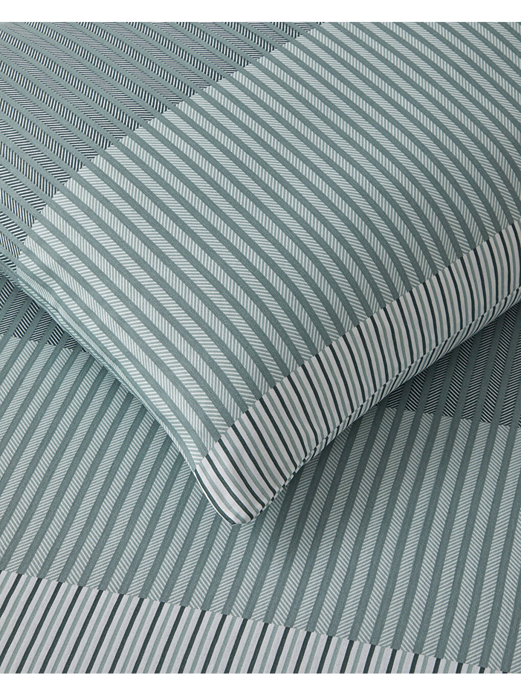 Modern Strip Kolay Ütülenir Çift Kişilik Nevresim Takımı 200x220 cm Yeşil-3