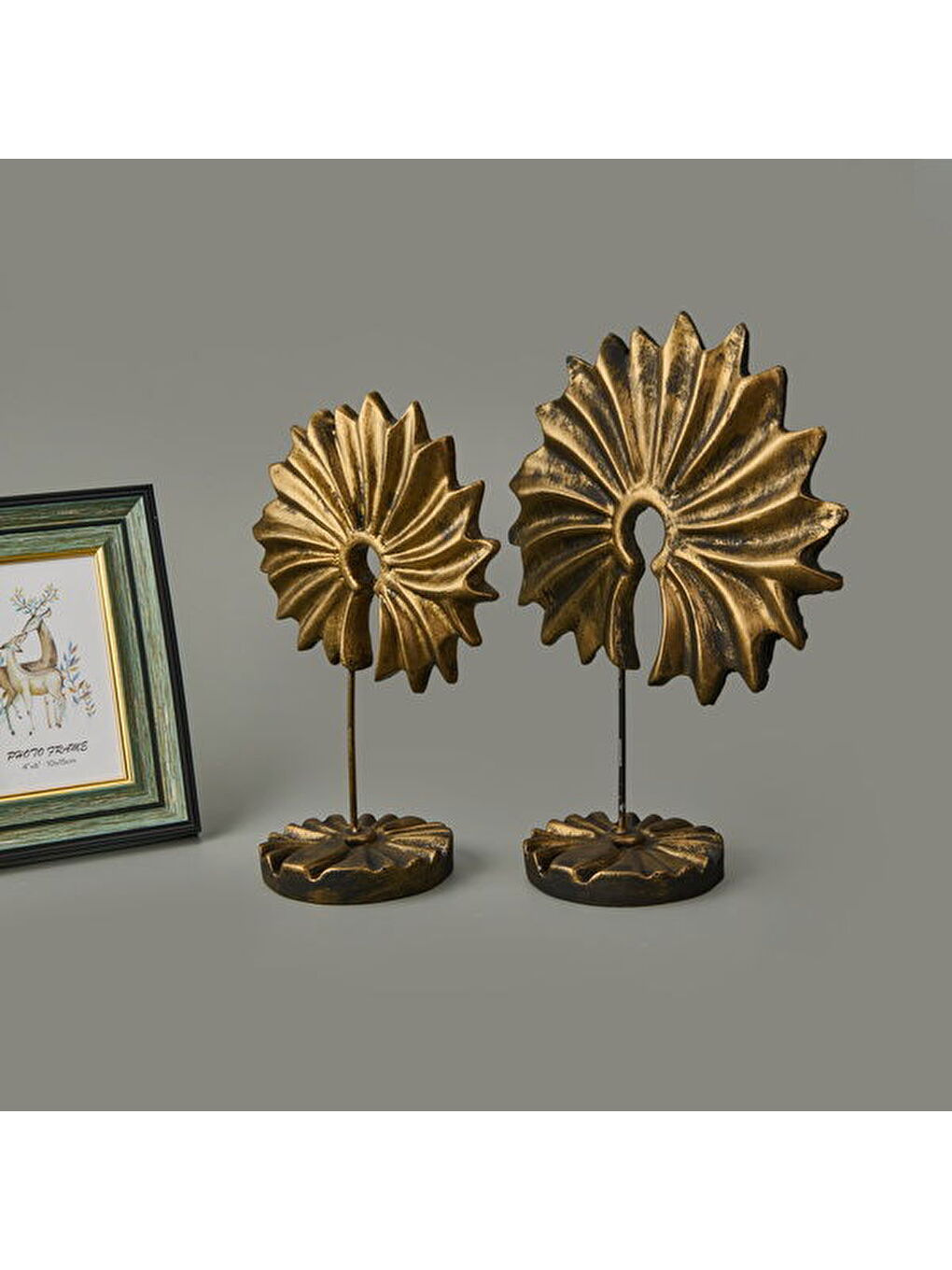 Sarı Deco Adella 2'li Dekor - Gold - 32 cm + 28 cm-2