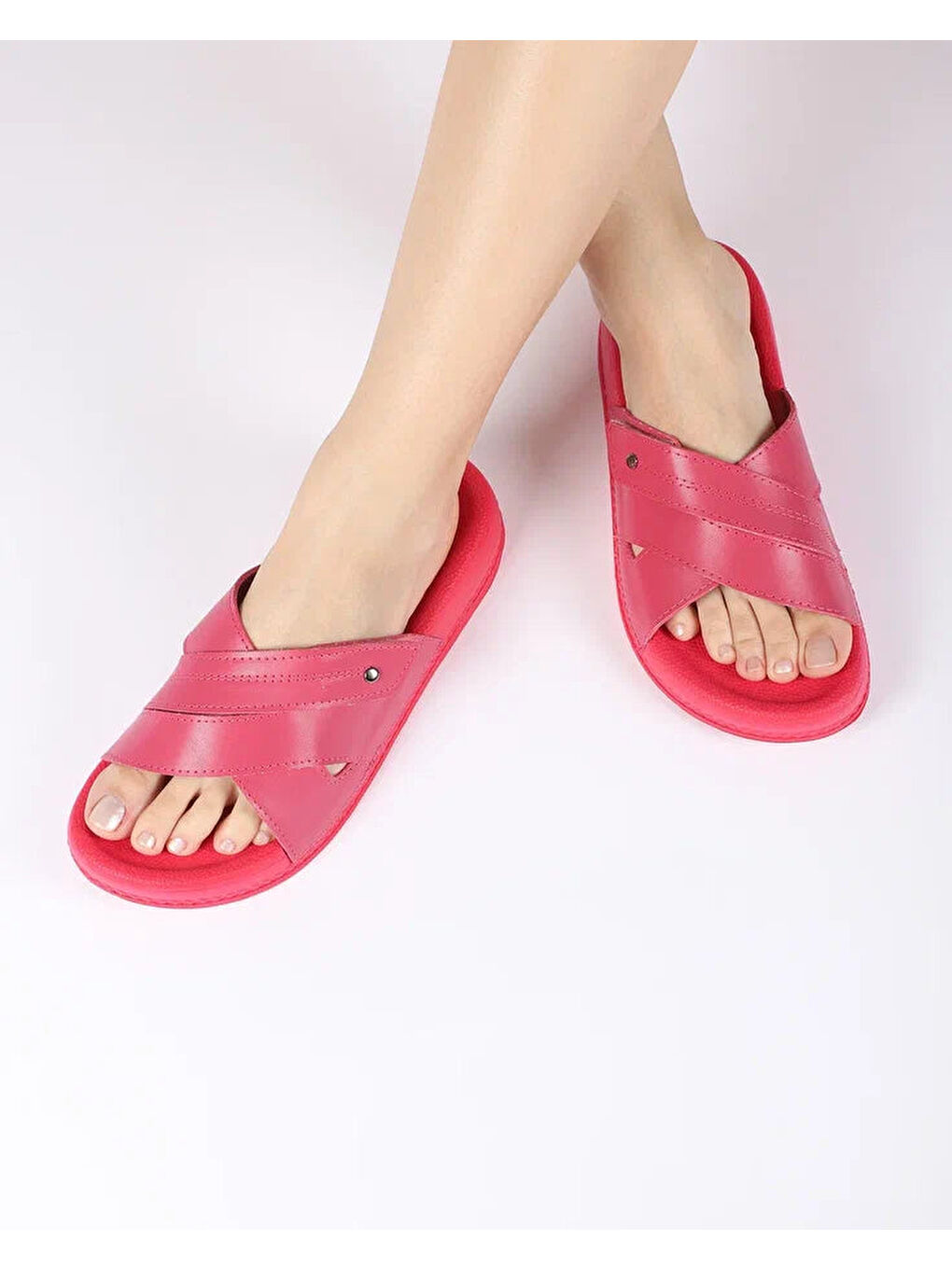 Fuşya Kadın Yazlık Çapraz Bantlı Terlik - CORAL-1