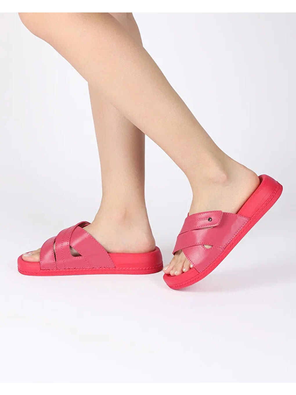 Fuşya Kadın Yazlık Çapraz Bantlı Terlik - CORAL-2