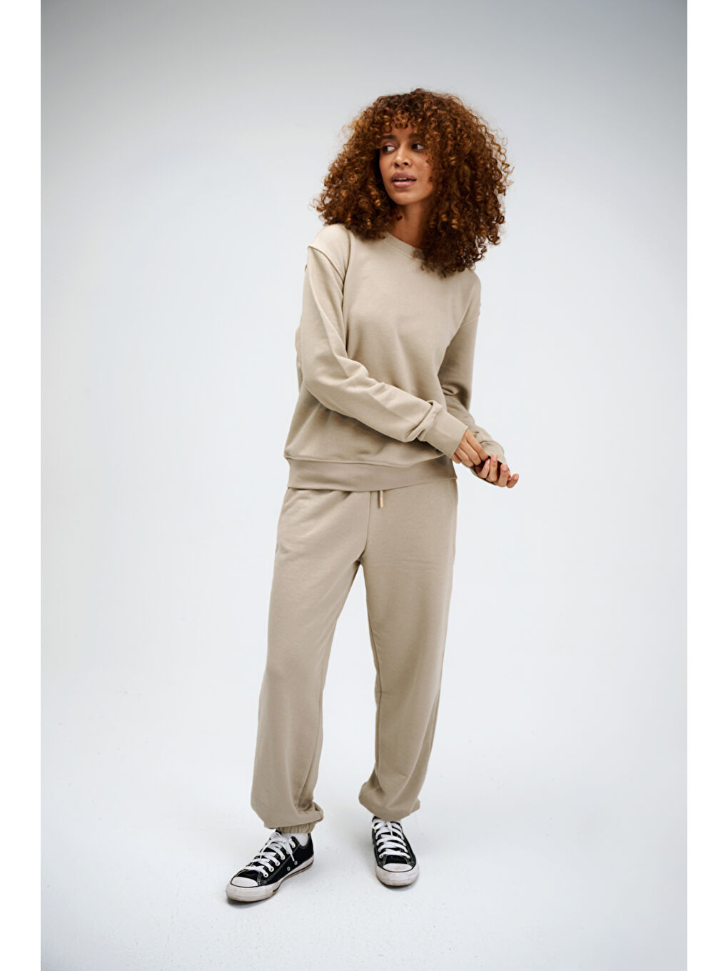 Bej Kadın Timeless Oversize Vizon Sweatshirt-4