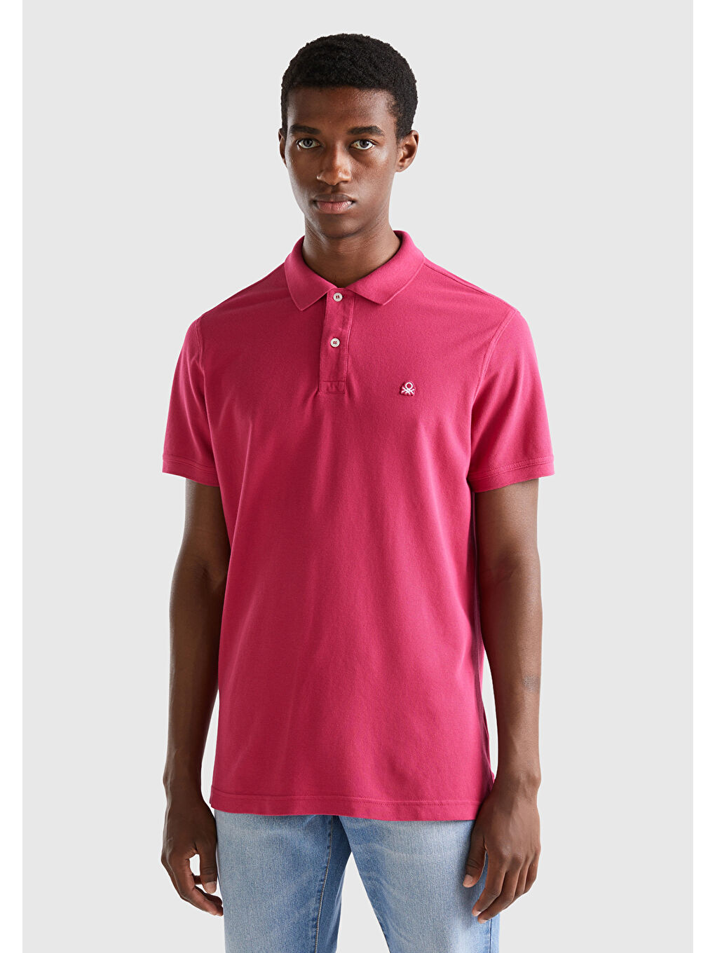 United Colors Of Benetton Erkek Koyu Fuşya Regular Fit Kısa Kollu Polo Tshirt - 2