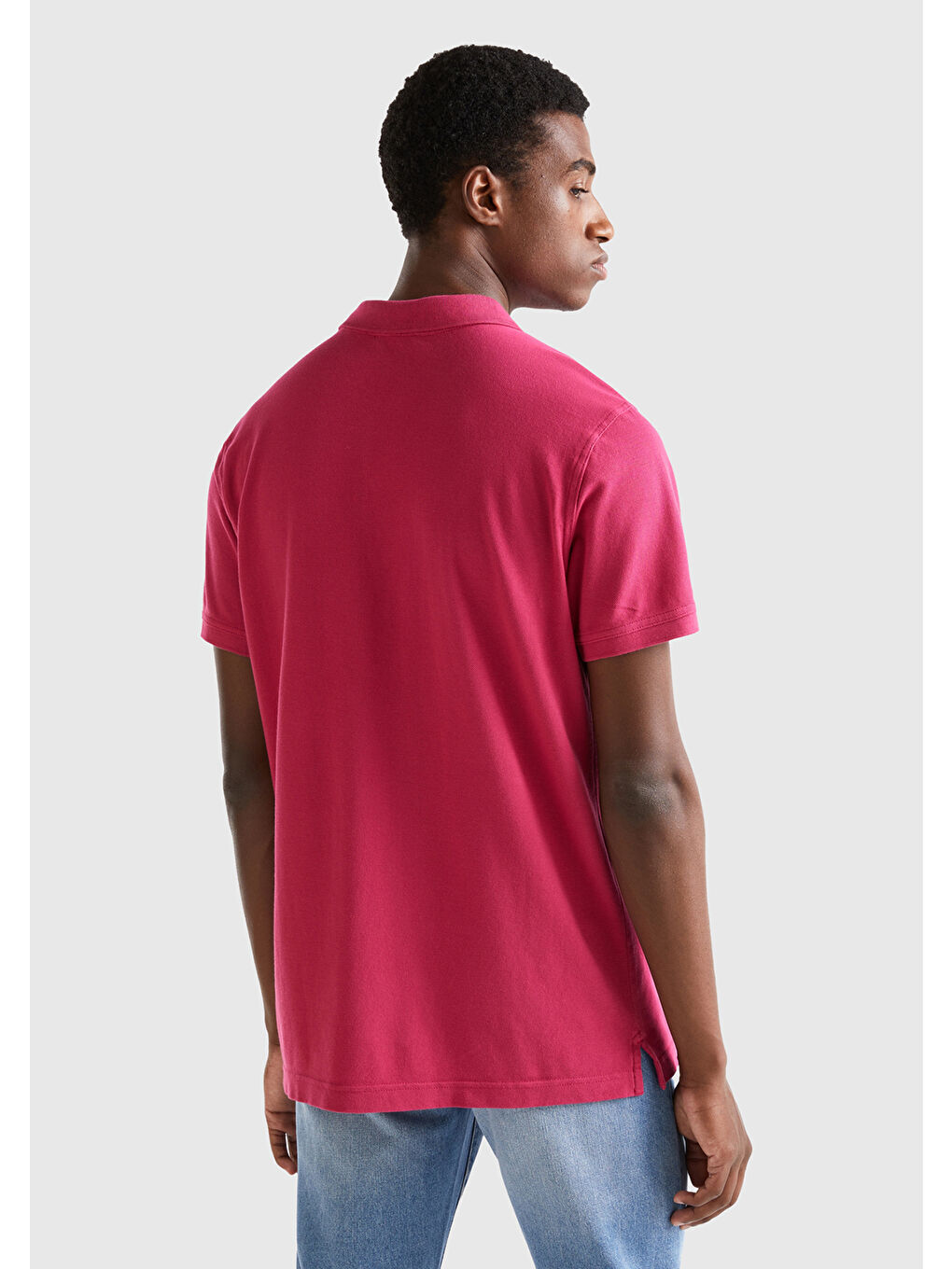 United Colors Of Benetton Erkek Koyu Fuşya Regular Fit Kısa Kollu Polo Tshirt - 4