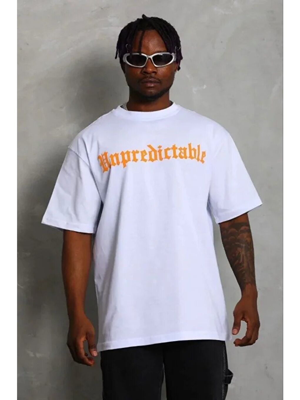 Beyaz Erkek Baskılı Tişört Kısa Kol Bisiklet Yaka Regular Fit