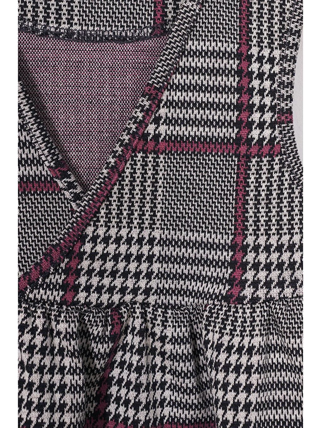 Balıkçı Yaka Badili Şapka Aksesuarlı Mürdüm Renk Kız Çocuk Üçlü Takım Elbise-2