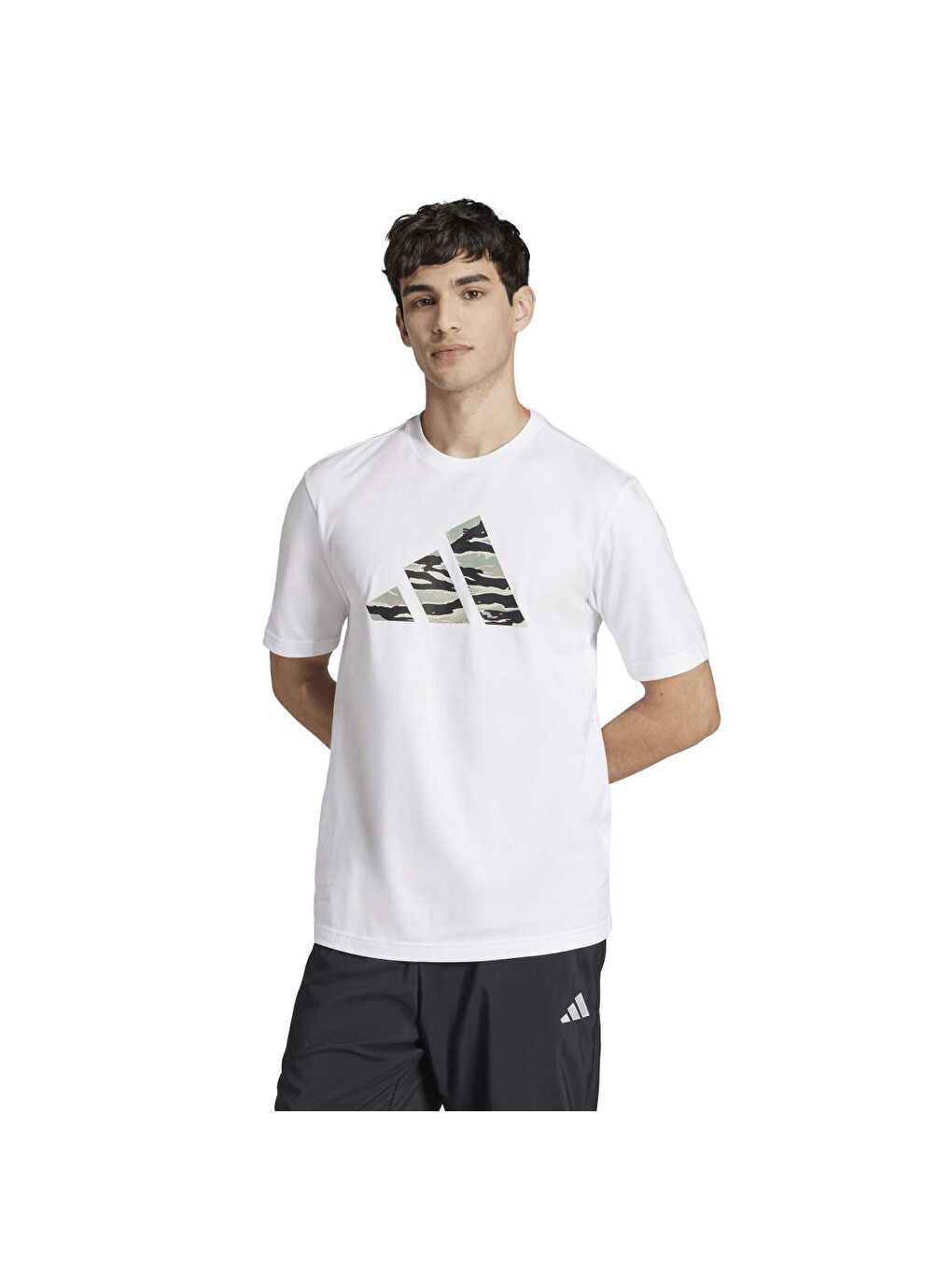 C Camo Logo T Erkek Beyaz Yuvarlak Yaka Spor Tişört