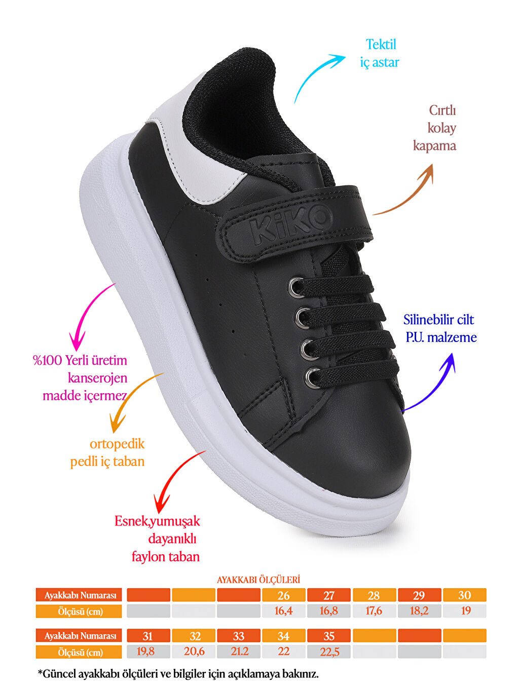 Siyah Tinsa Günlük Cırtlı Kız Çocuk Spor Ayakkabı-1