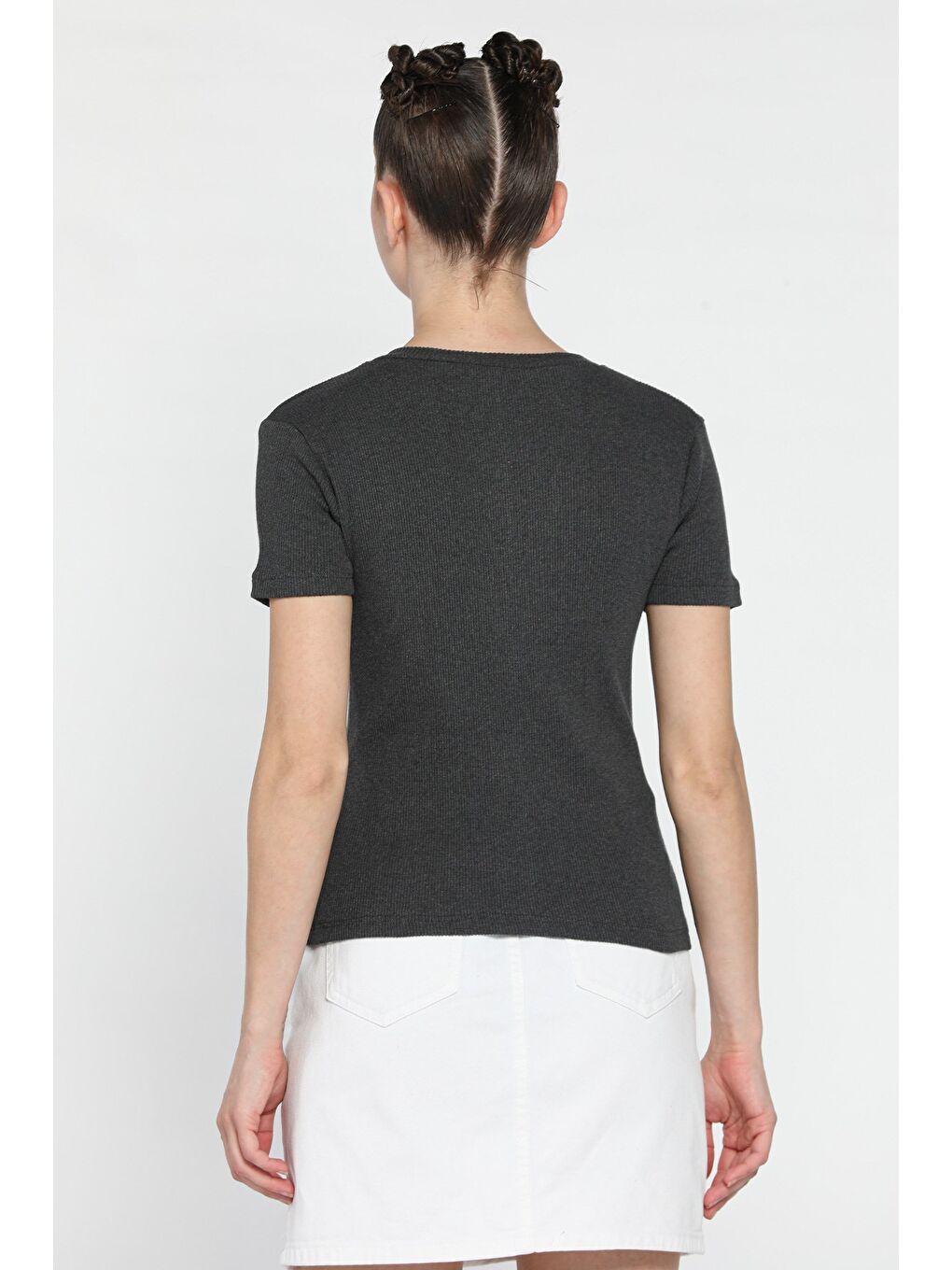 Gri Taşlı Kadın Kaşkorse Bluz-3