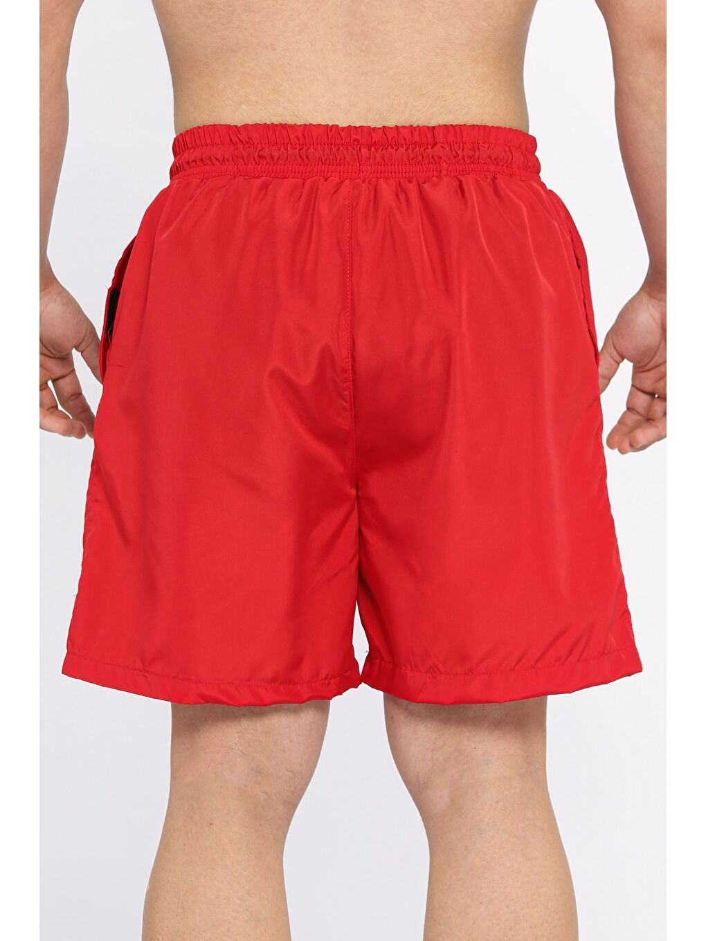 Kırmızı Erkek Baskılı Cepli Deniz Şortu-1