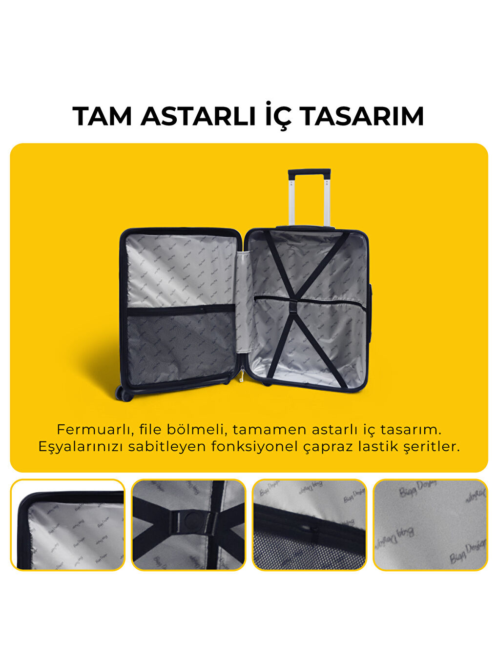 Moods Up 3'lü Valiz Seti, TSA Kilitli, ABS Gövde, Siyah-5