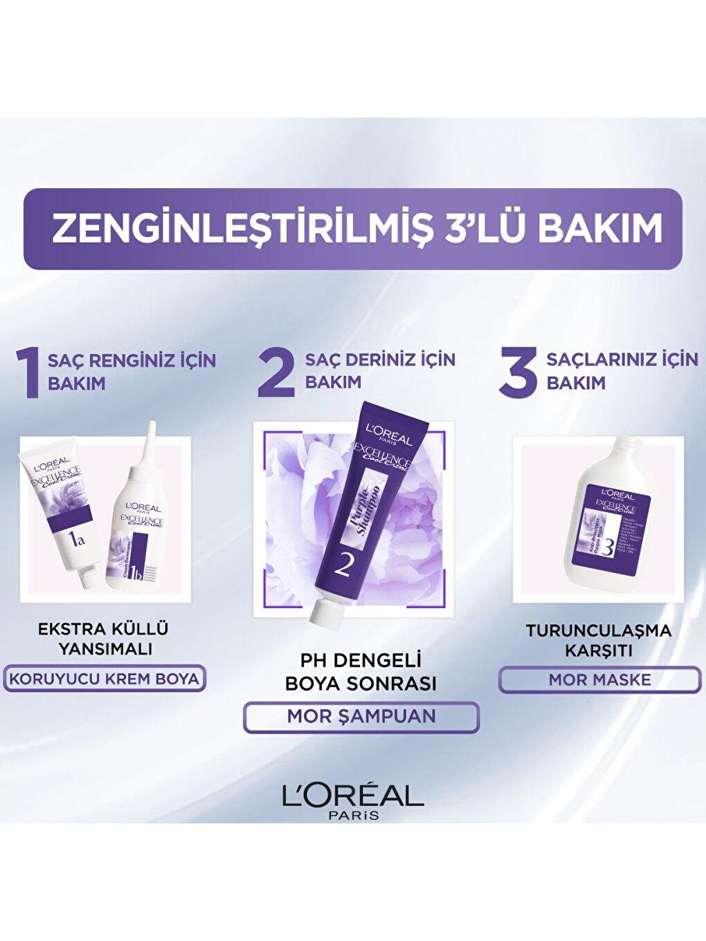 L'Oreal Paris Kahverengi Excellence Cool Creme Saç Boyası – 4.11 Ekstra Küllü Kahve - 2