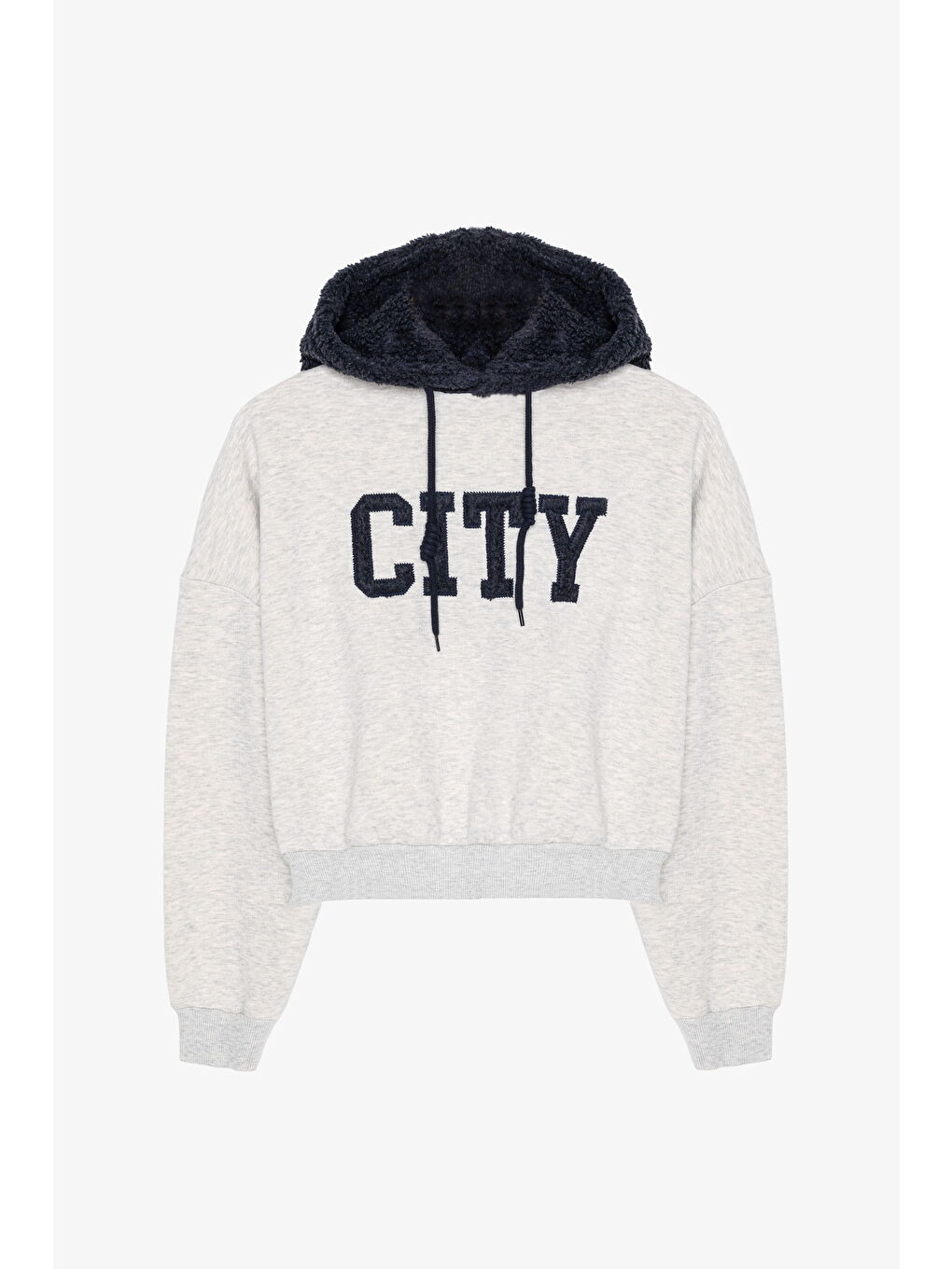 Pelüş Kapüşonlu Nakışlı Sweatshirt Grimelanj