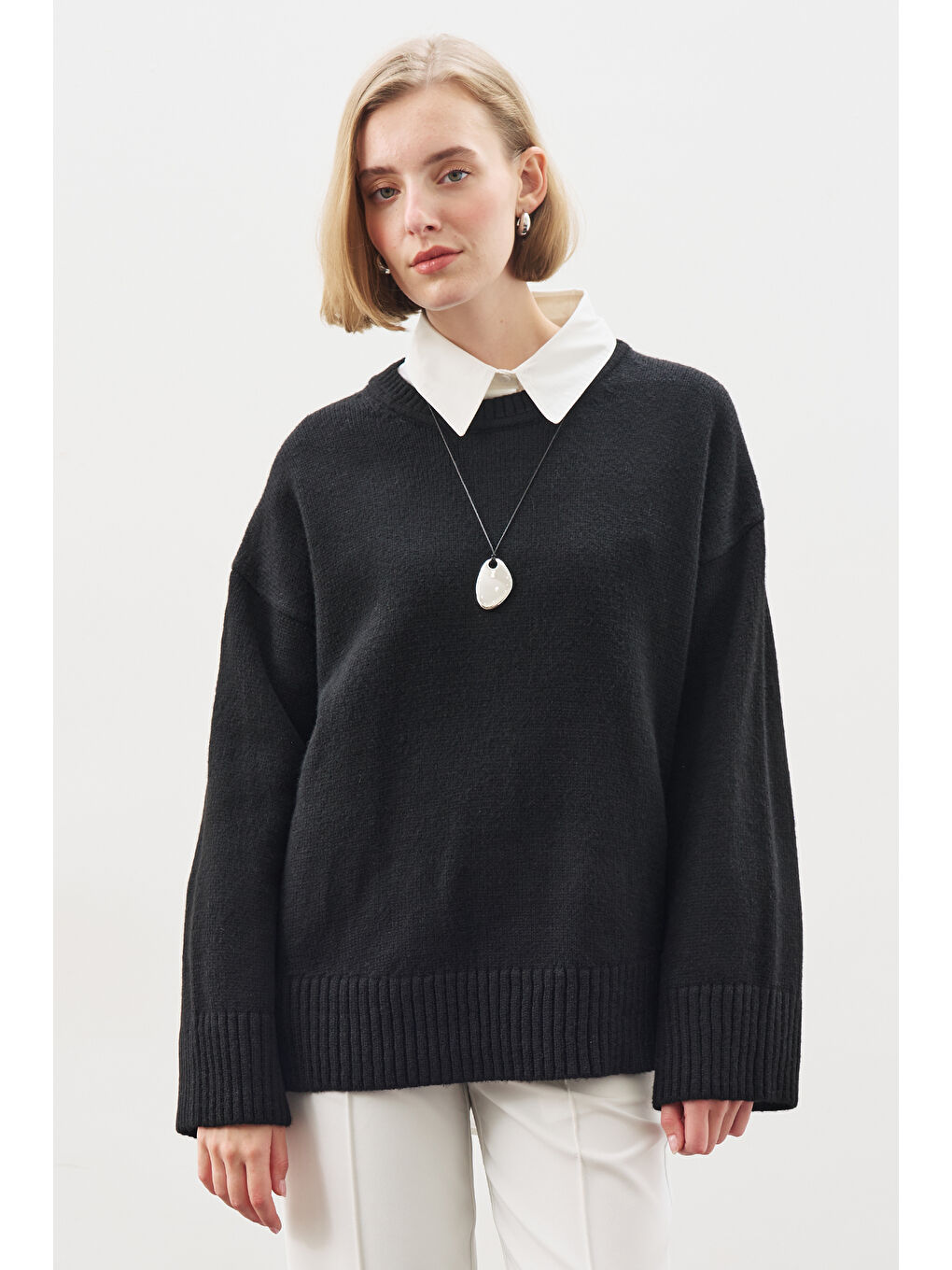 Chunky Oversıze Kazak Siyah-4