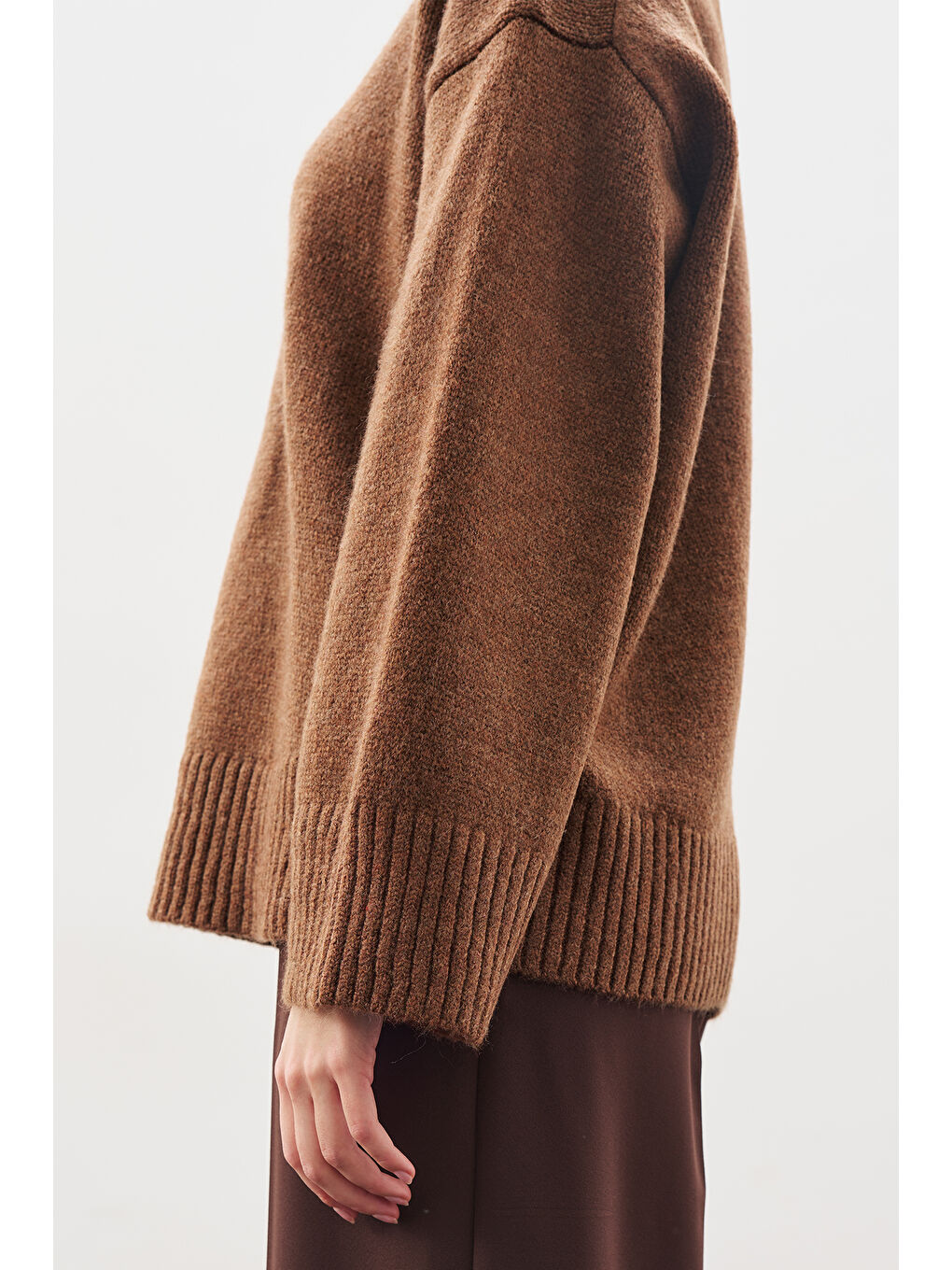 Kahverengi Chunky Oversıze Kazak Sıcak Kahve-6