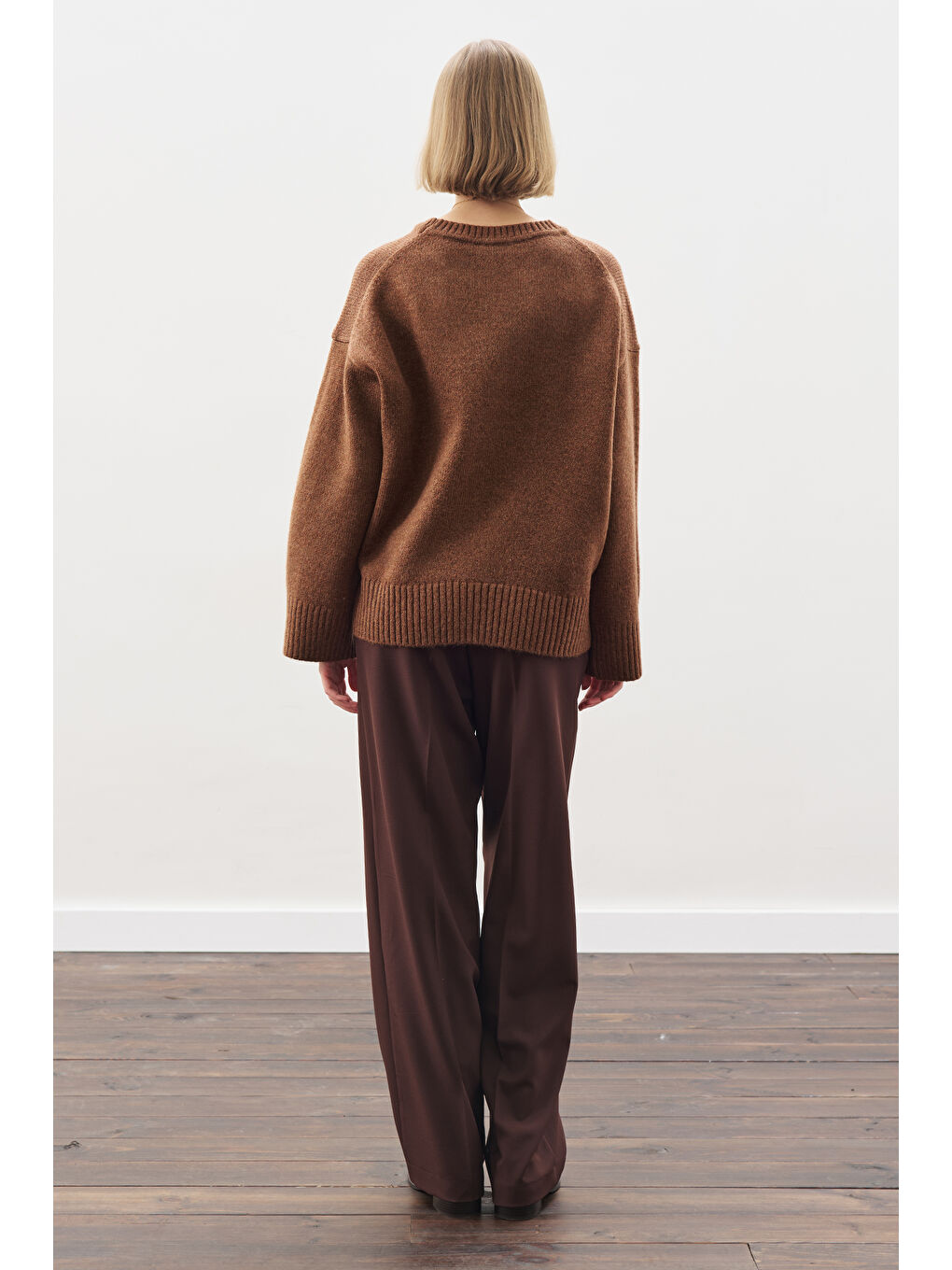 Kahverengi Chunky Oversıze Kazak Sıcak Kahve-7