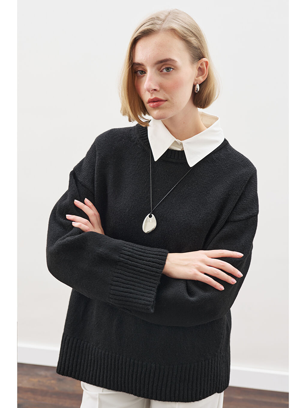 Chunky Oversıze Kazak Siyah-5