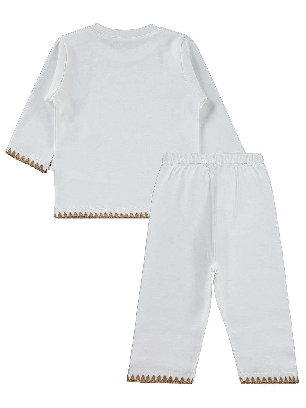 Baby Oturan Tatlı Ayı Baskılı 3-18 Ay Takım - Ekru-2