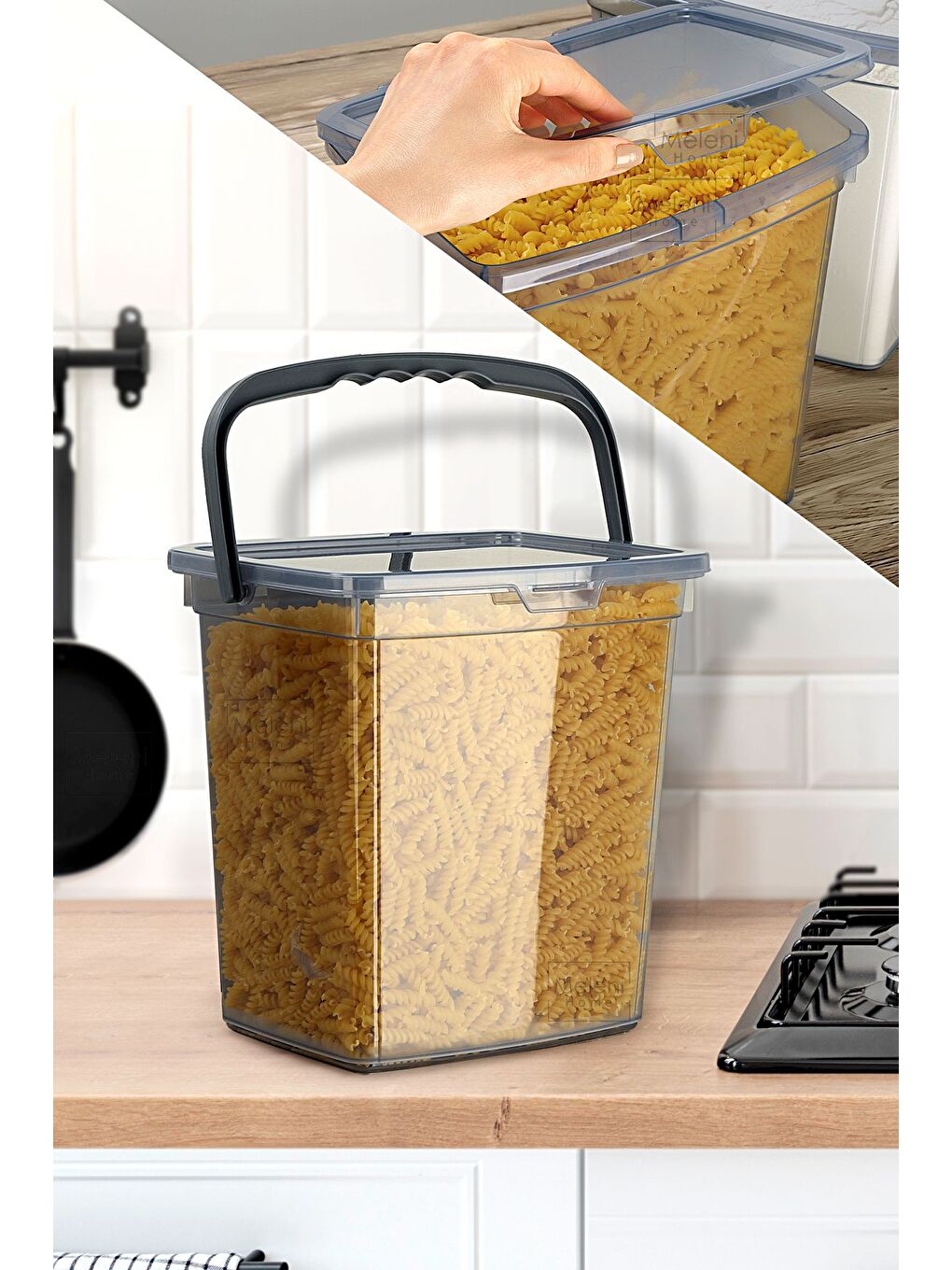 Gri Un Ve Bakliyat Kabı 6 Litre   Platin Serisi