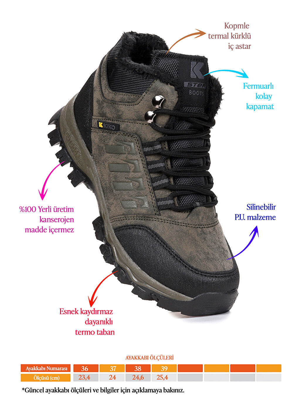 Haki Rune Günlük Fermuarlı Erkek Çocuk Bot Ayakkabı-1