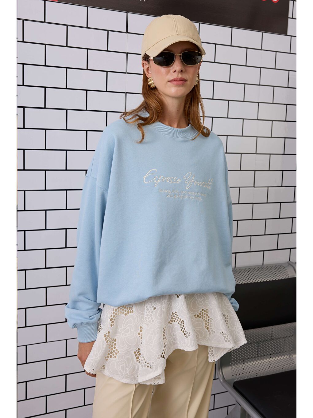 Nakışlı Sweatshirt Bebe Mavi-1