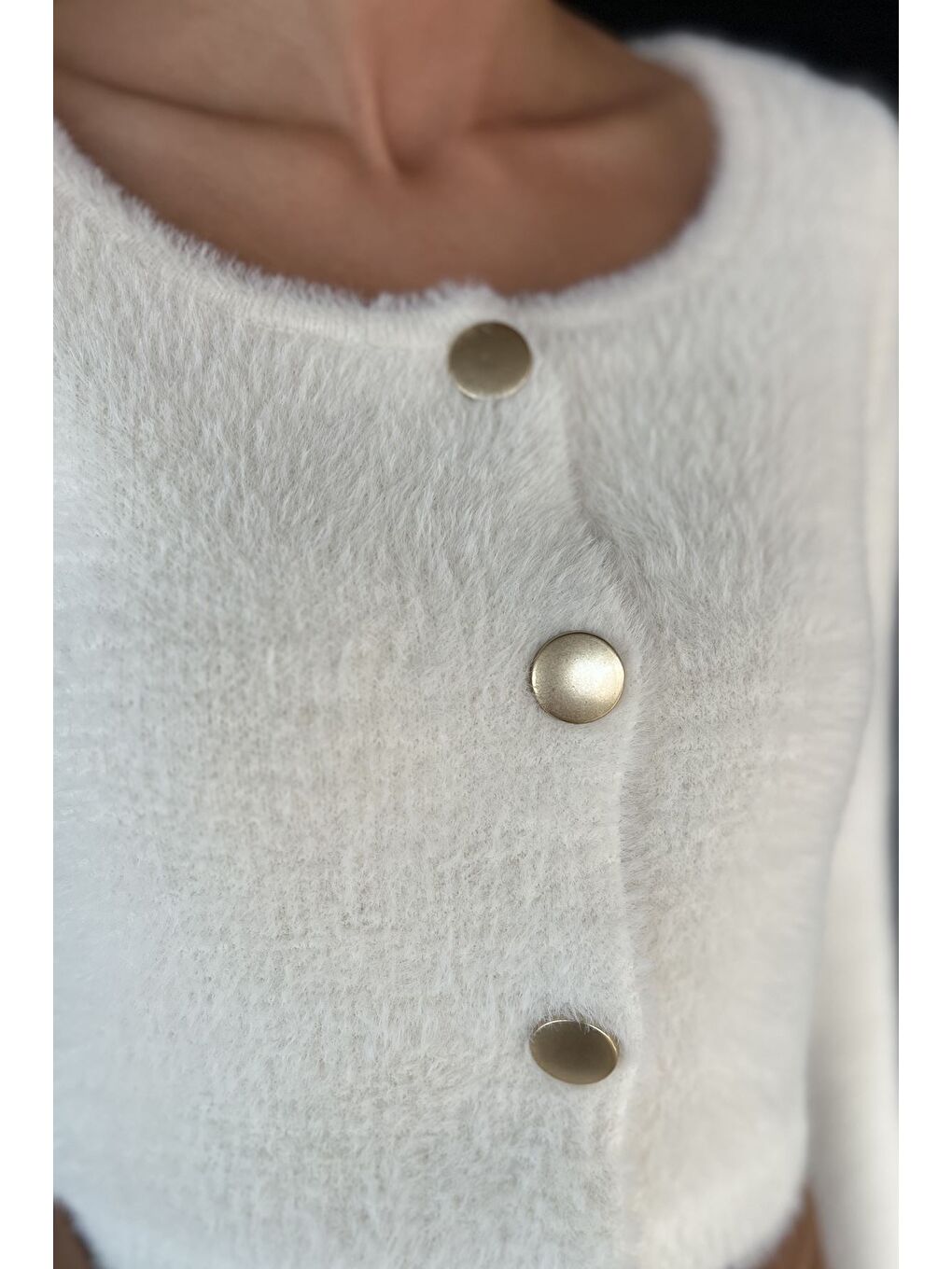 Ekru Şardonlu Kadın Crop Top Triko Hırka (s,m,l,xl Uyumludur)-4