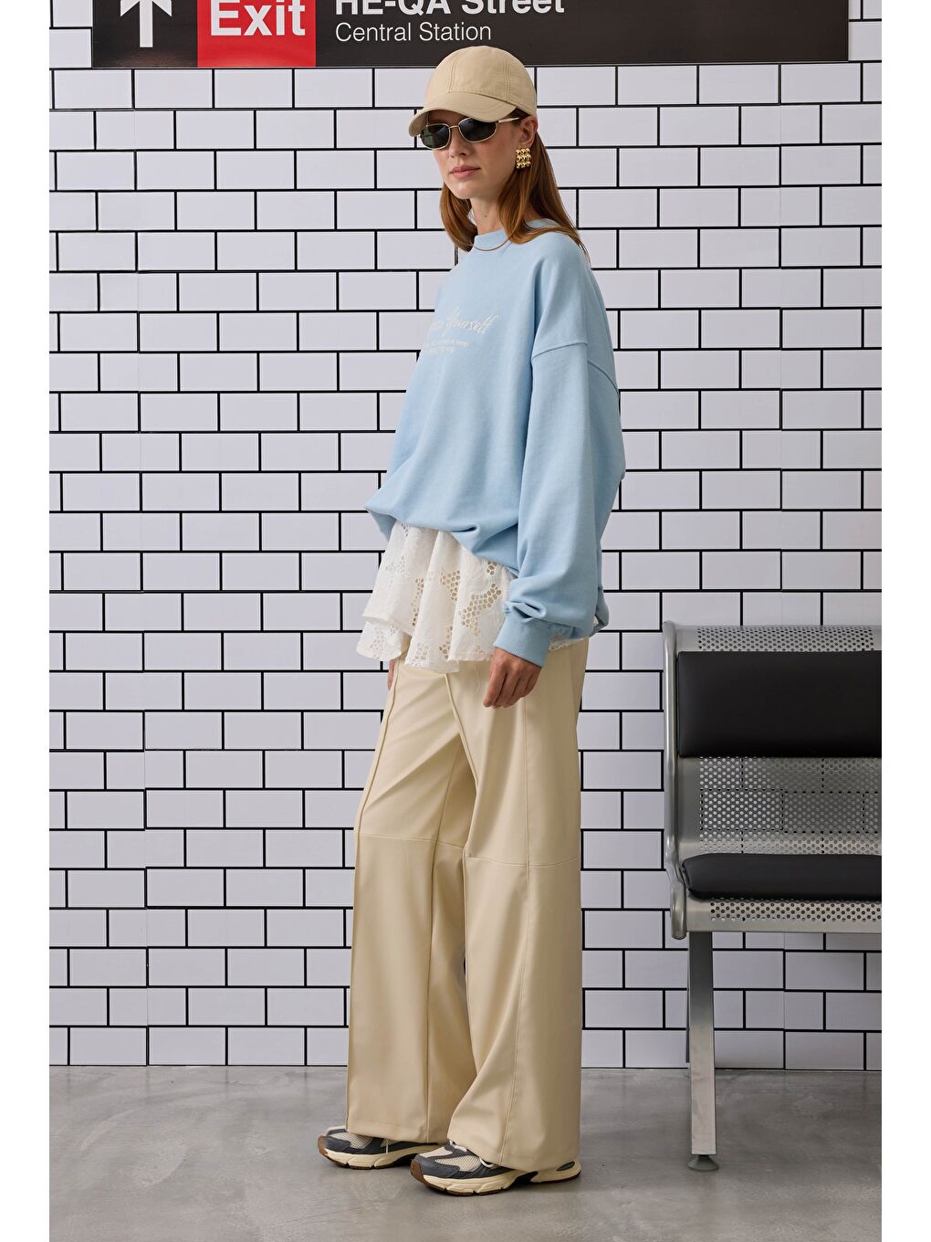 Nakışlı Sweatshirt Bebe Mavi-3