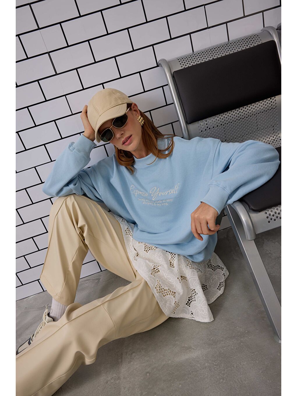 Nakışlı Sweatshirt Bebe Mavi-4