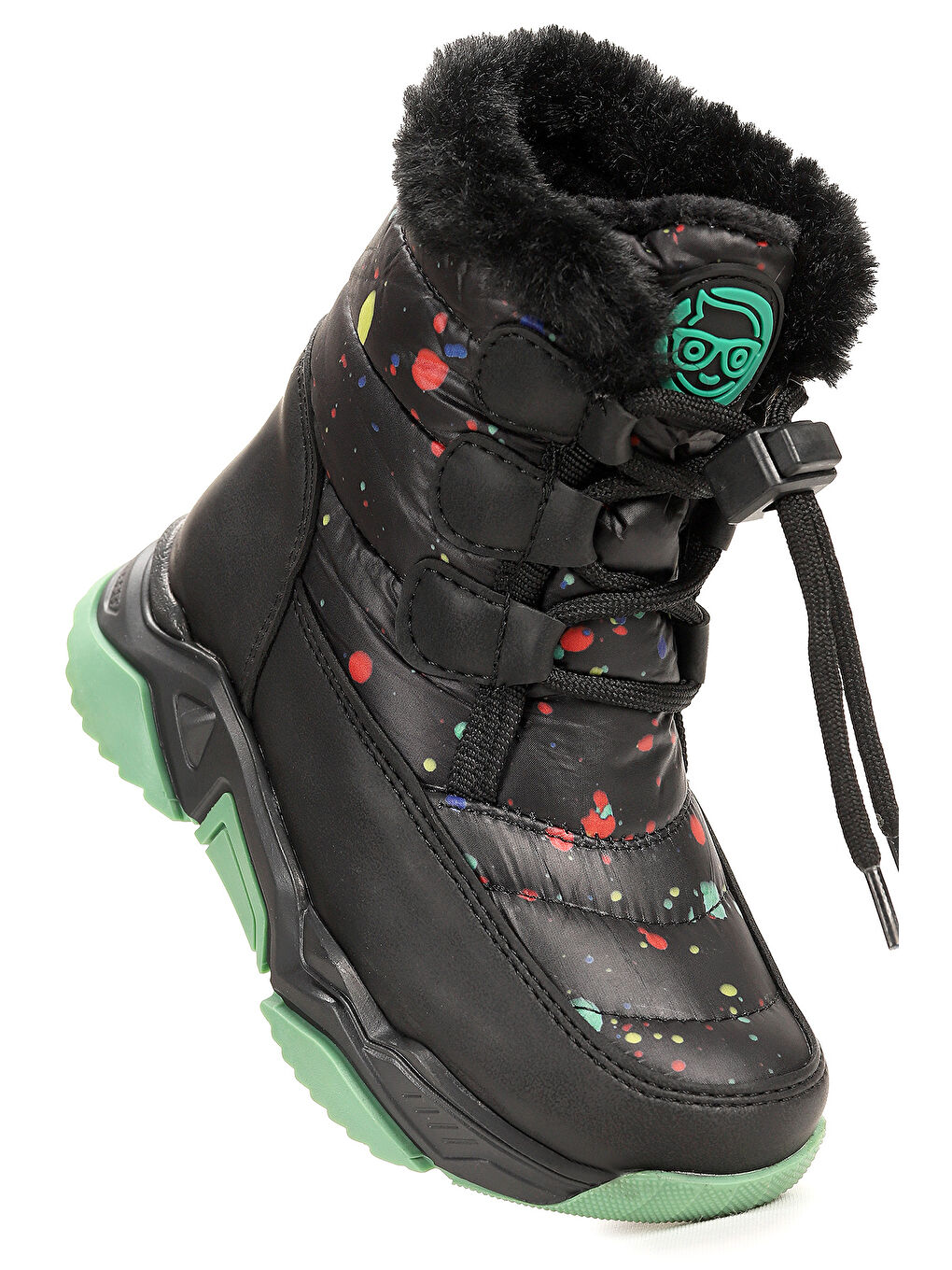 Siyah Bambu Bağcıklı Kız Çocuk Kar Botu