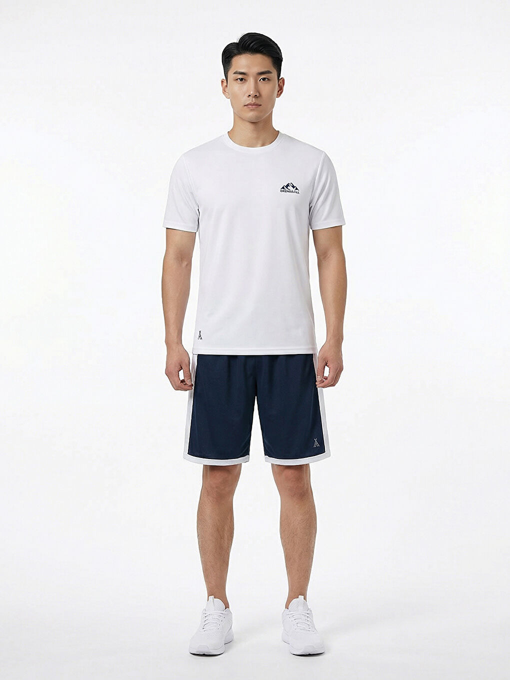 Lacivert ORENDAHILL Erkek Spor Şort Hızlı Kuruyan Esnek Regular Fit Gym Cepli Yan Çizgi Detaylı Activewear