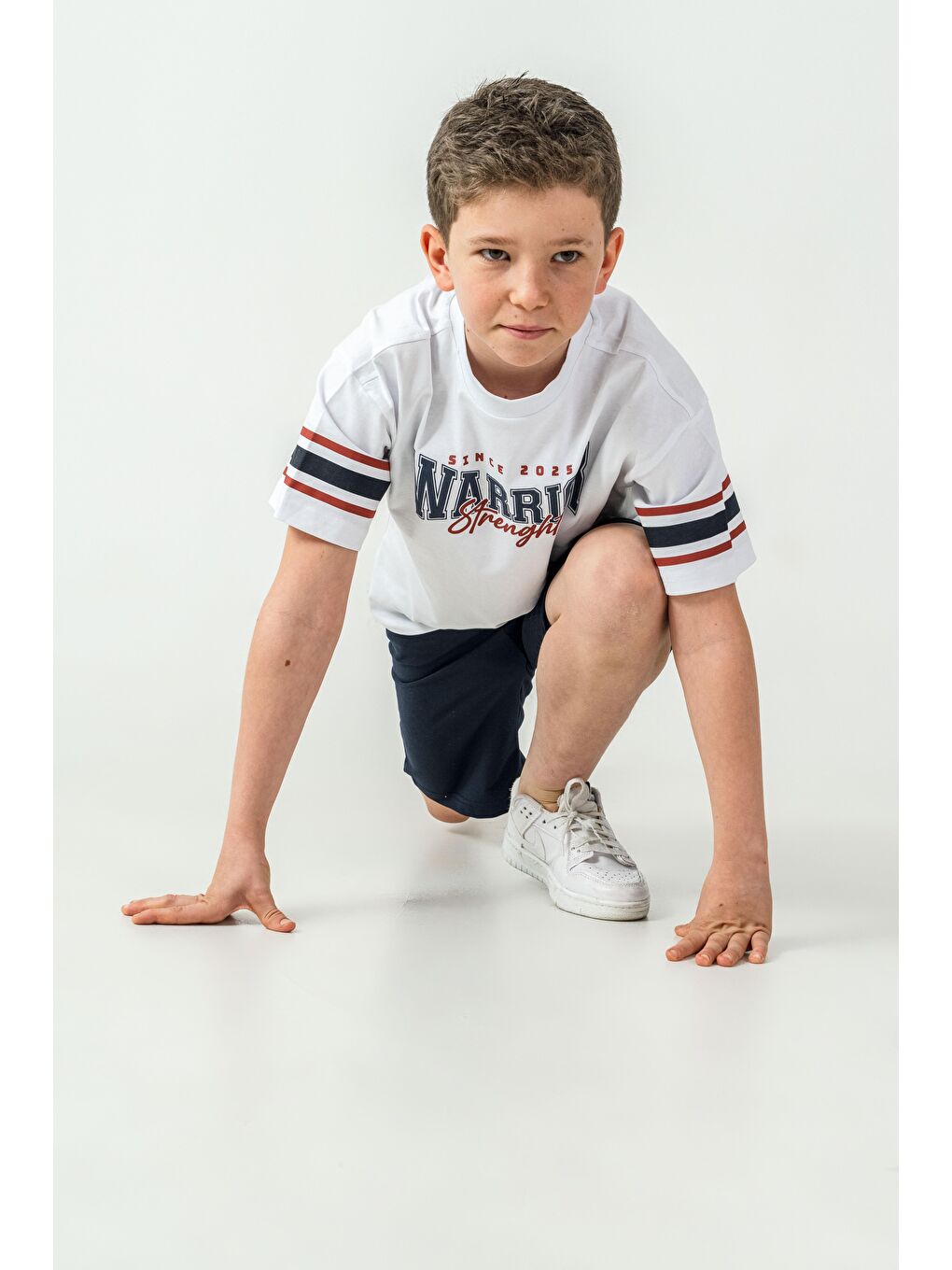 Lacivert Warrior Strenght Baskılı Erkek Çocuk Şort - Tişört Takımı-2