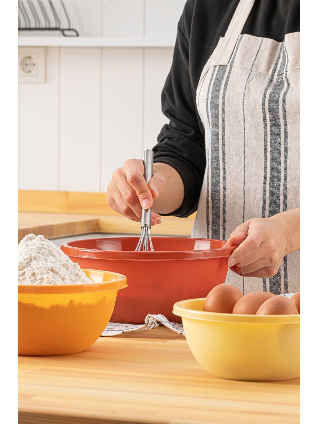 Karışık 5 li Set Yuvarlak Hazırlık Kase Seti   Çok Amaçlı Çırpma Kabı   Badya Seti Saklama Kabı-1