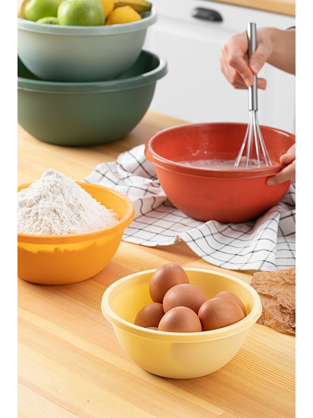 Karışık 5 li Set Yuvarlak Hazırlık Kase Seti   Çok Amaçlı Çırpma Kabı   Badya Seti Saklama Kabı-2