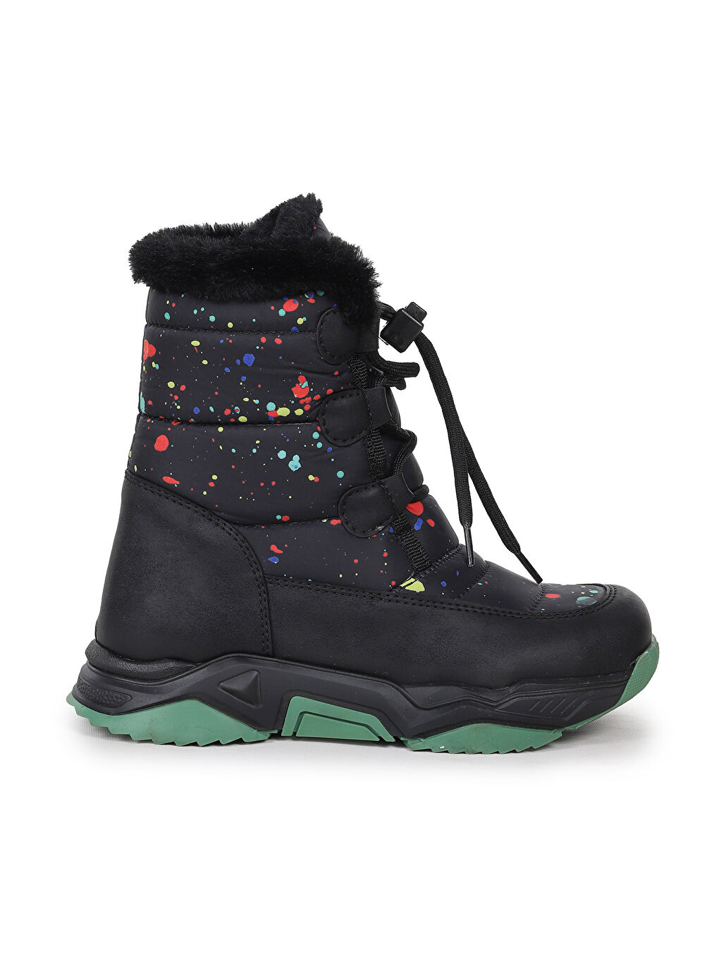 Siyah Bambu Bağcıklı Kız Çocuk Kar Botu-3