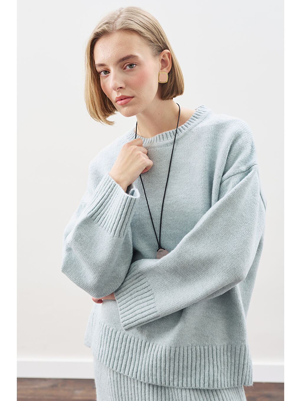 Chunky Oversıze Kazak Mavi-6