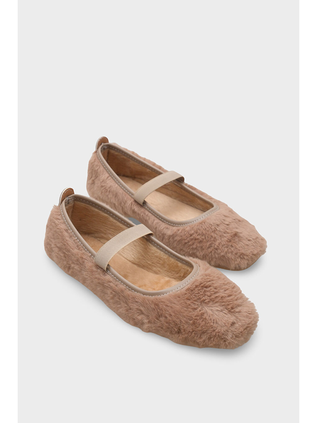 Bej Ollie Kadın Pelüş Lasitkli Babet-1