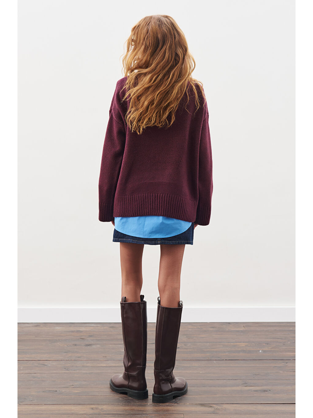 Chunky Oversıze Kazak Bordo-5