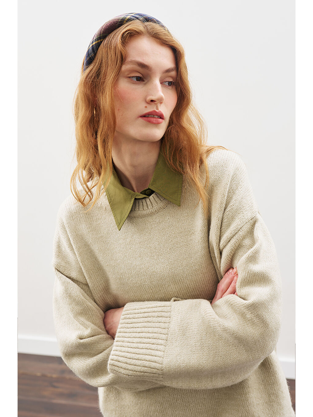 Chunky Oversıze Kazak Bej-2