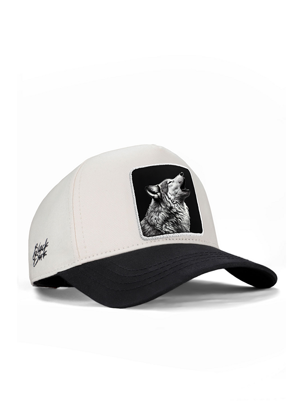 Logolu Siyah-Bej Beyzbol Premium Şapka