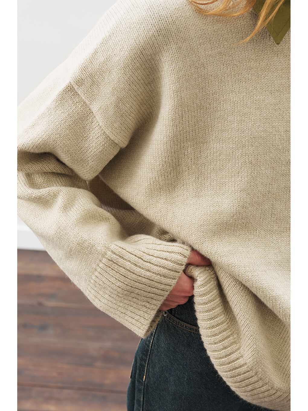 Chunky Oversıze Kazak Bej-4