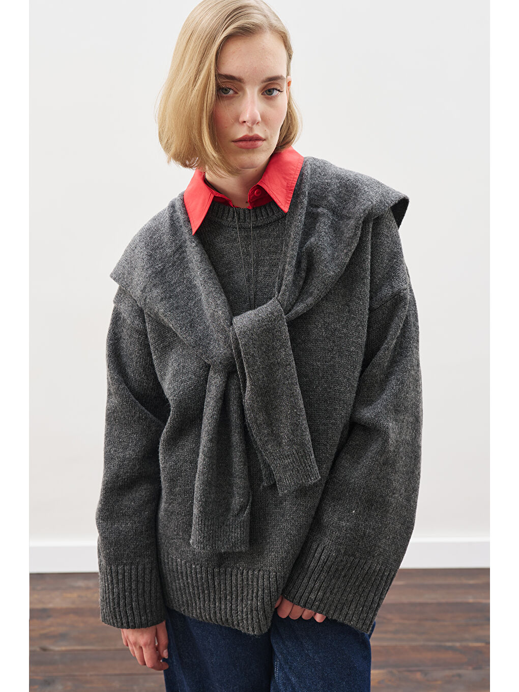 Chunky Oversıze Kazak Antrasit-2