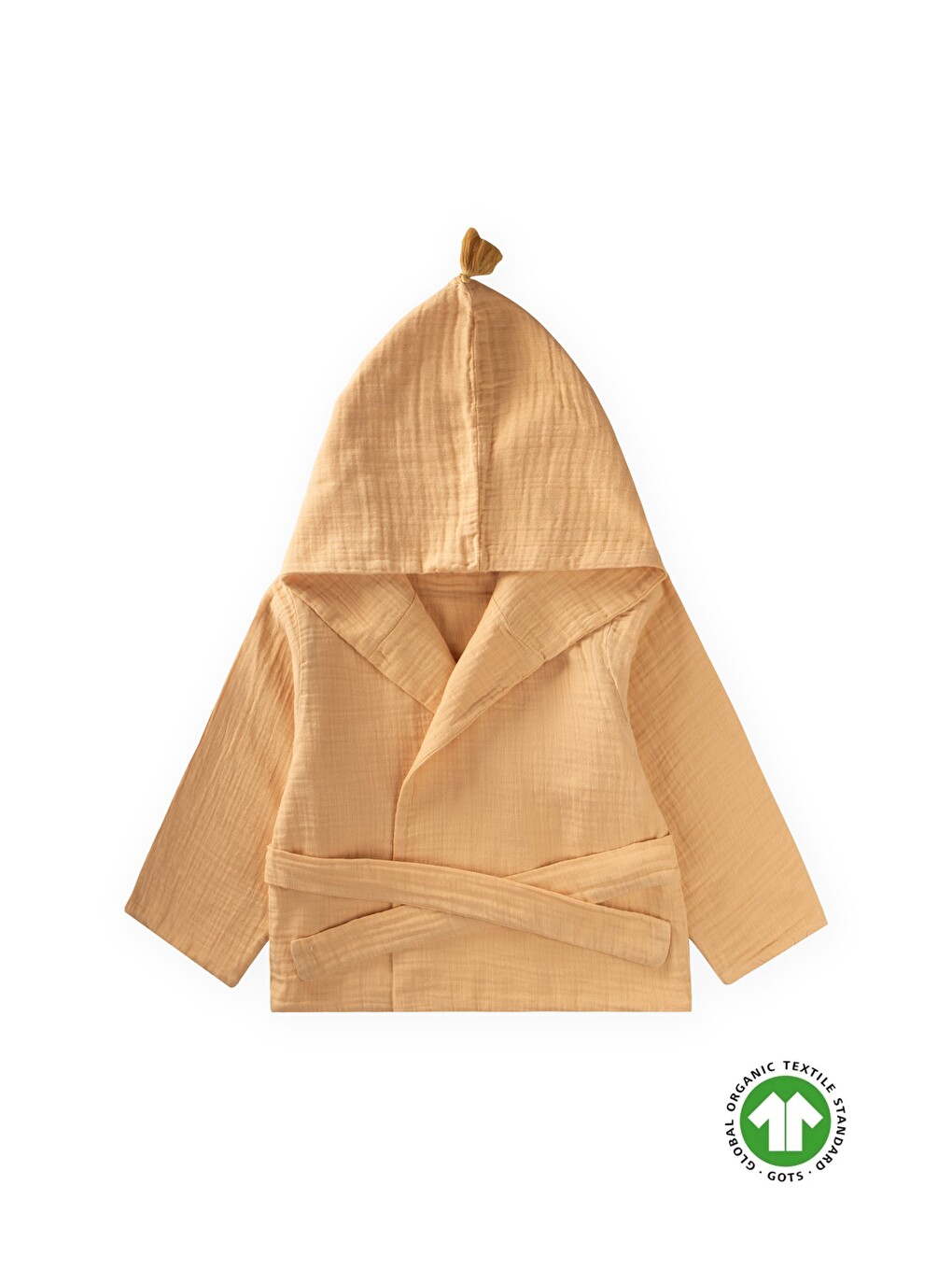 Sarı Çift Kat Organik Müslin Çocuk Bornoz 1-9 Yaş Sundres