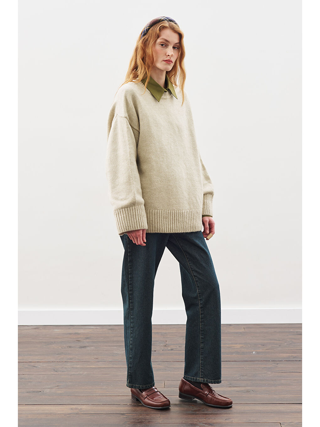 Chunky Oversıze Kazak Bej-5