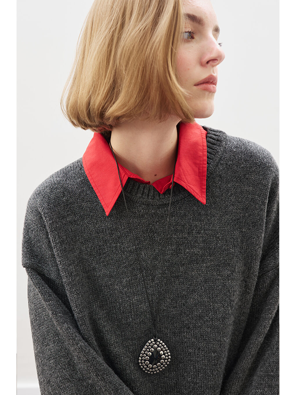 Chunky Oversıze Kazak Antrasit-3