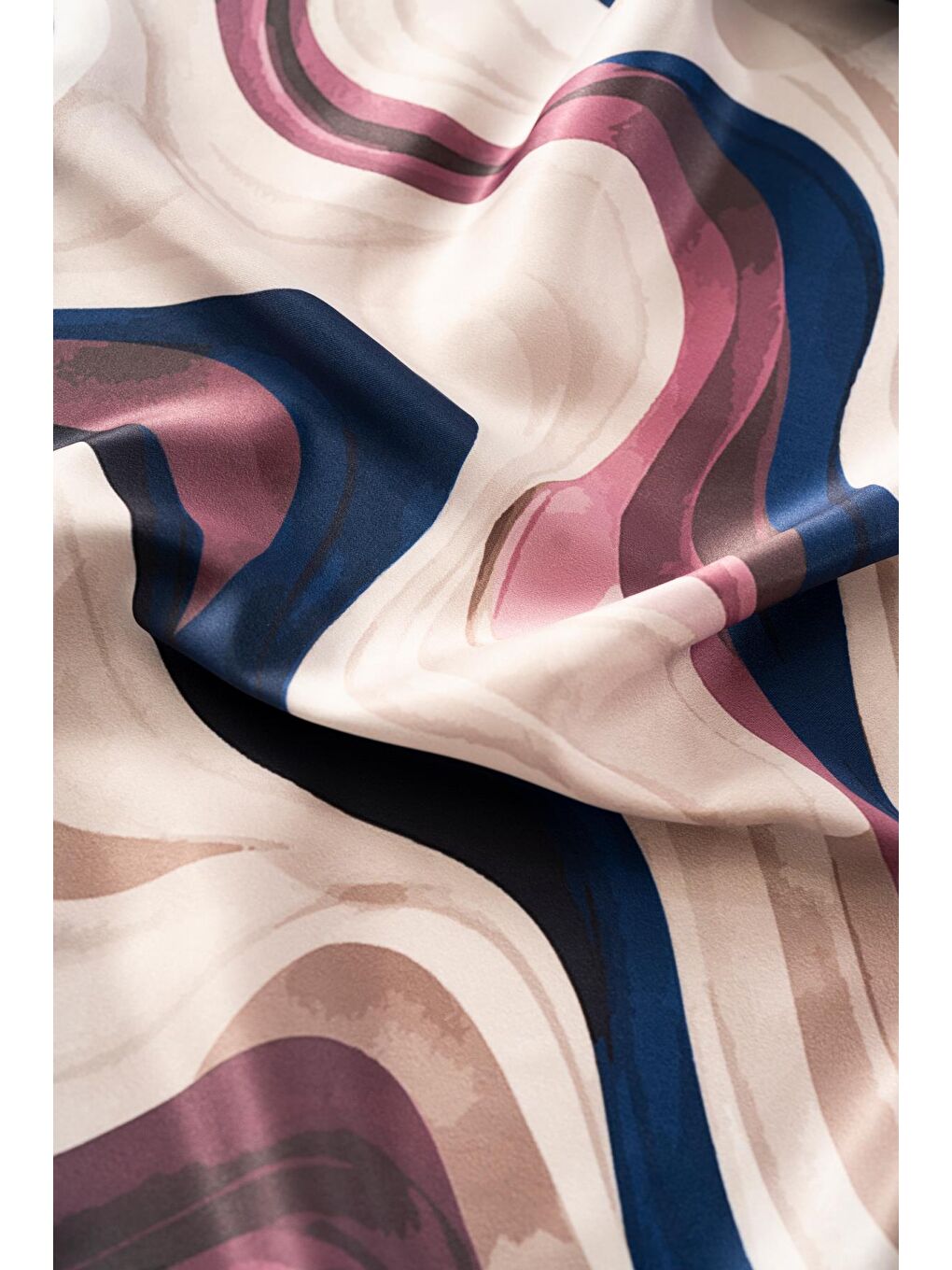 Lacivert Kadın Dalga Desen 55*55 cm Bandana & Fular-2