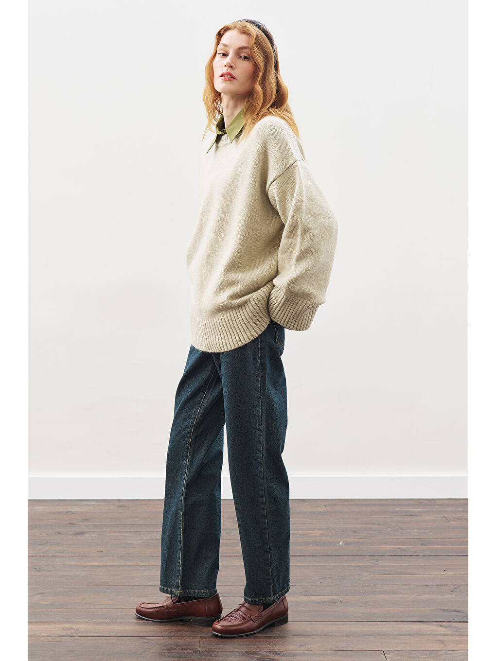 Chunky Oversıze Kazak Bej-6