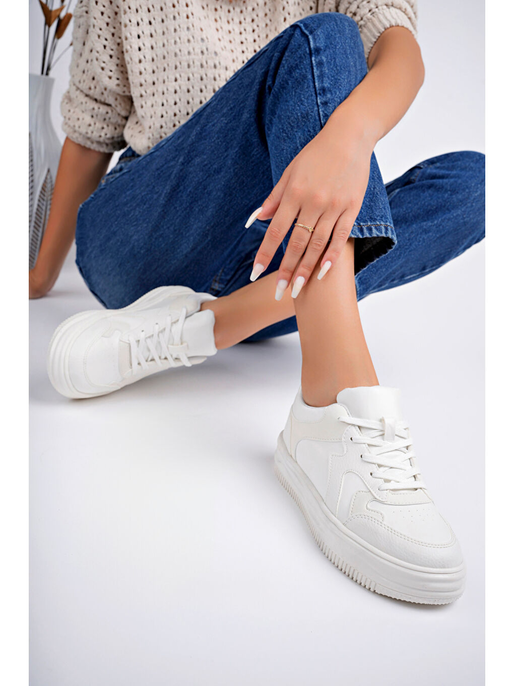 Beyaz Kadın Günlük Ayakkabı-4