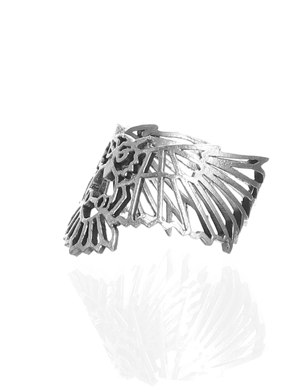 Gri Erkek Antik Gümüş Kaplama Ayarlanabilir Baykuş Yüzük-1